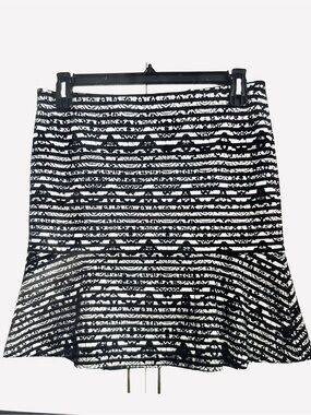 Ann Taylor Stripe Lace Embroidered Peplum Fit And Flare Skirt Size 10 EUC